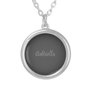 Calligraphy Elegant Grey Plain Simple Name Silver Plated Necklace