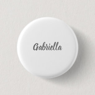 Calligraphy Elegant Grey White Plain Simple Name 3 Cm Round Badge