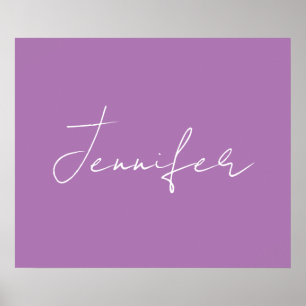 Calligraphy Elegant Lavender Plain Simple Name Poster