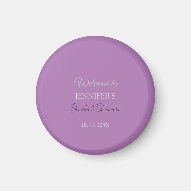 Calligraphy Elegant Lavender Welcome Bridal Shower Magnet (Front)