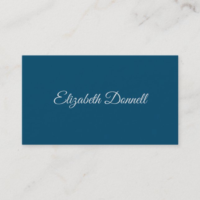 Calligraphy Elegant Ocean Blue Business Card (Front)