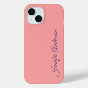 Calligraphy Elegant Pastel Red Personalised Name iPhone 15 Case