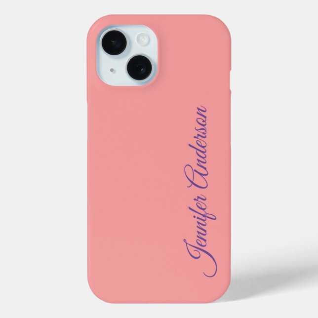 Calligraphy Elegant Pastel Red Personalised Name Case-Mate iPhone Case (Back)
