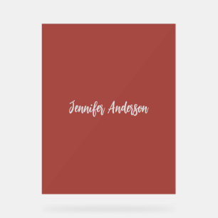 Calligraphy Elegant Personalised Brick Red Acrylic Sign