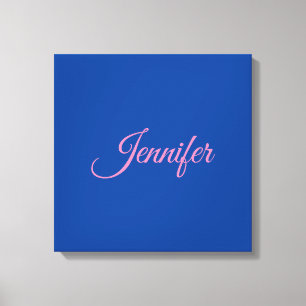 Calligraphy Elegant Pink Blue Custom Name Canvas Print