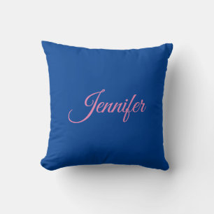 Calligraphy Elegant Pink Blue Custom Name Cushion