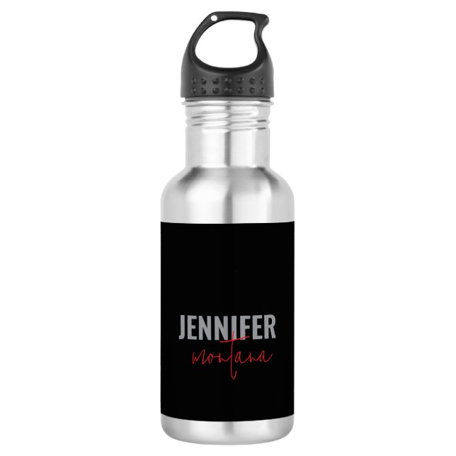 Calligraphy Elegant Plain Add Own Name 710 Ml Water Bottle (Front)