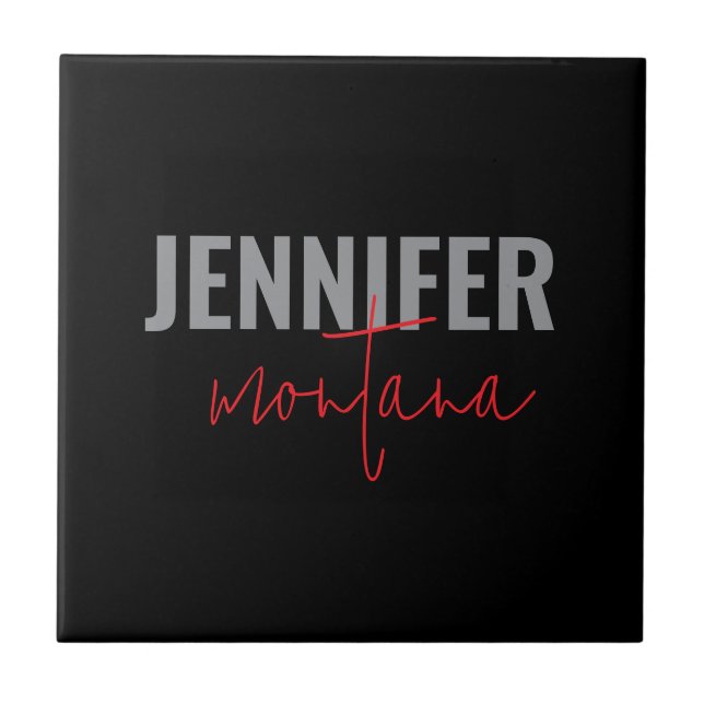 Calligraphy Elegant Plain Add Own Name Ceramic Tile (Front)