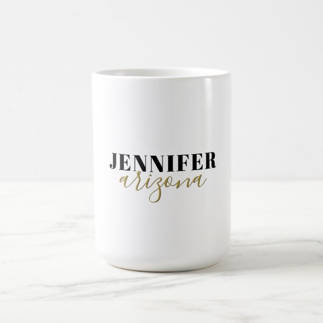 Calligraphy Elegant Plain Add Own Name Coffee Mug (Center)