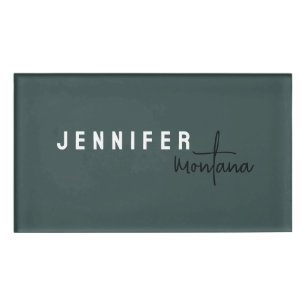 Calligraphy Elegant Plain Add Own Name Dusty Green Name Tag