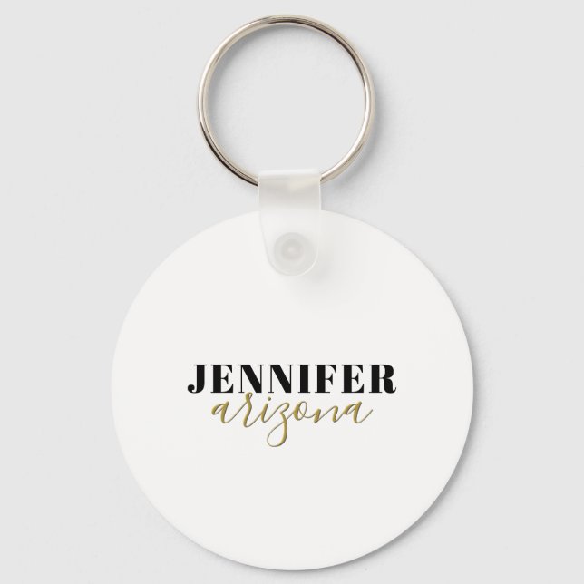 Calligraphy Elegant Plain Add Own Name Key Ring (Front)