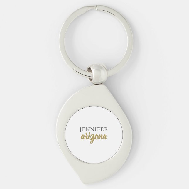 Calligraphy Elegant Plain Add Own Name Key Ring (Front)