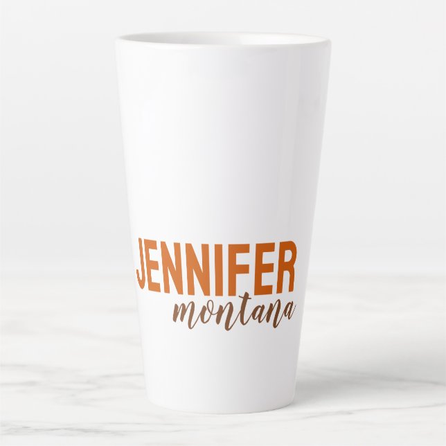 Calligraphy Elegant Plain Add Own Name Latte Mug (Front)