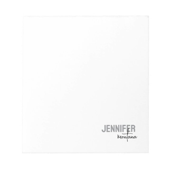 Calligraphy Elegant Plain Add Own Name Notepad (Front)
