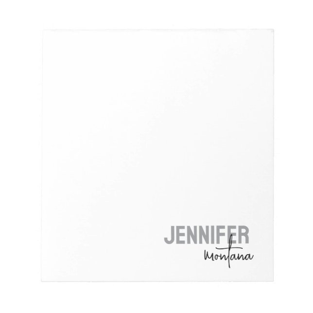 Calligraphy Elegant Plain Add Own Name Notepad (Front)