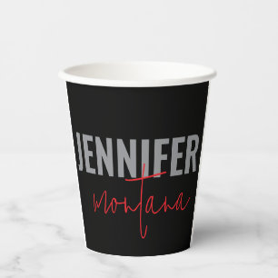 Calligraphy Elegant Plain Add Own Name Paper Cups