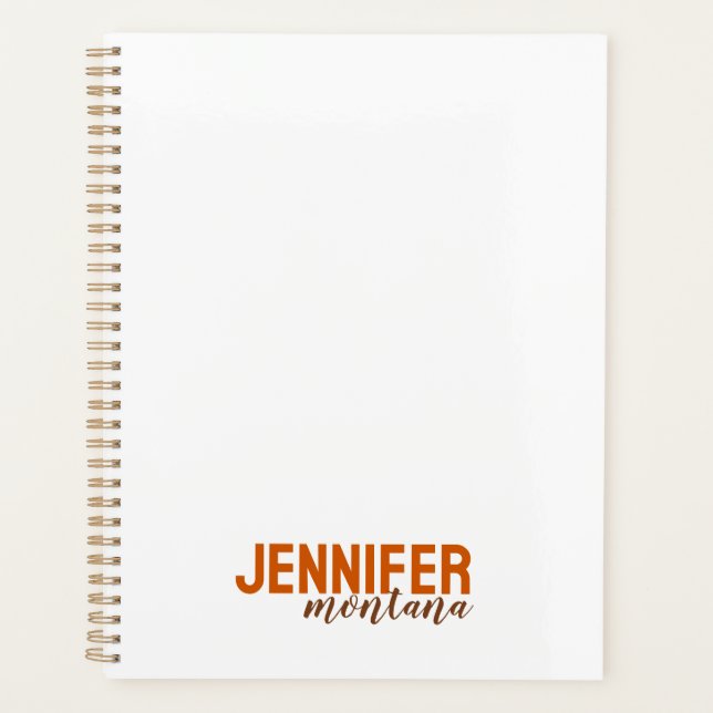 Calligraphy Elegant Plain Add Own Name Planner (Front)