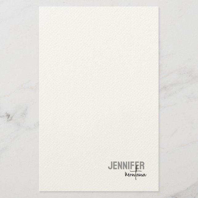 Calligraphy Elegant Plain Add Own Name Stationery (Front)