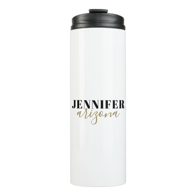 Calligraphy Elegant Plain Add Own Name Thermal Tumbler (Front)