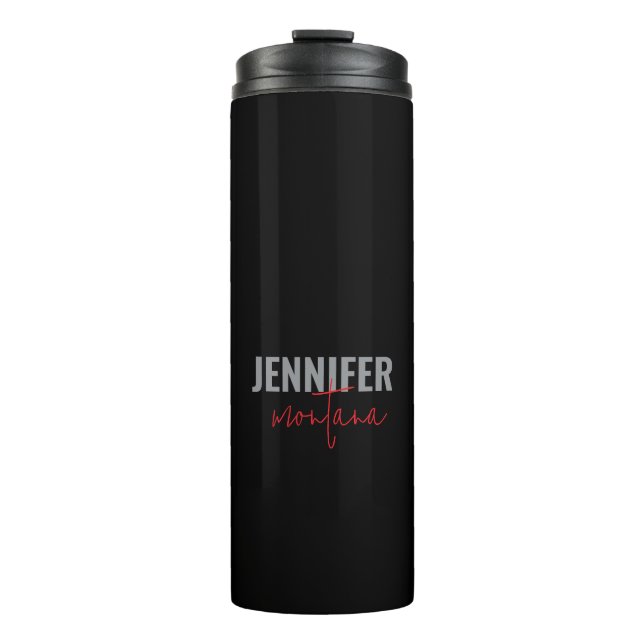 Calligraphy Elegant Plain Add Own Name Thermal Tumbler (Front)