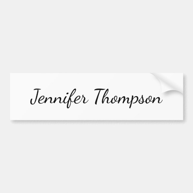 Calligraphy Elegant Plain Simple Name Bumper Sticker (Front)