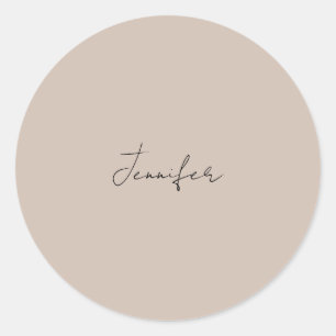 Calligraphy Elegant Plain Simple Name Classic Round Sticker