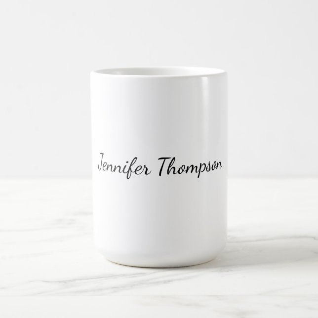 Calligraphy Elegant Plain Simple Name Coffee Mug (Center)