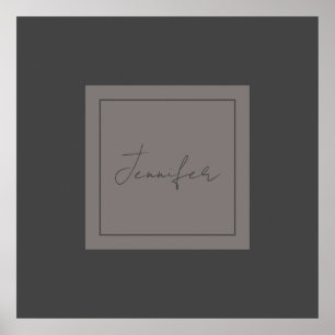 Calligraphy Elegant Plain Simple Name Grey Poster