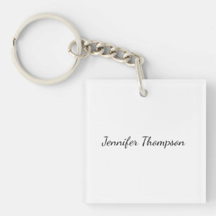 Calligraphy Elegant Plain Simple Name Key Ring