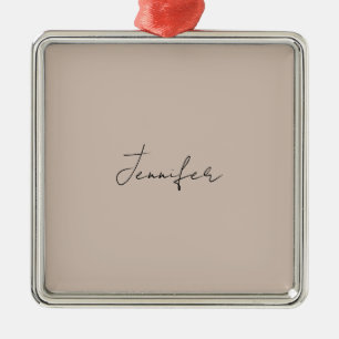 Calligraphy Elegant Plain Simple Name Metal Ornament
