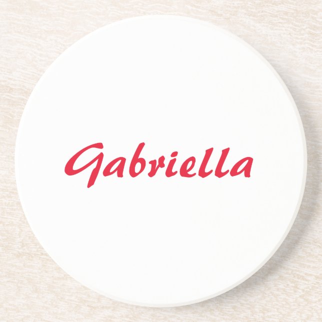 Calligraphy Elegant Red White Plain Simple Name Coaster (Front)
