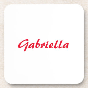 Calligraphy Elegant Red White Plain Simple Name Coaster