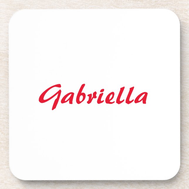 Calligraphy Elegant Red White Plain Simple Name Coaster (Front)