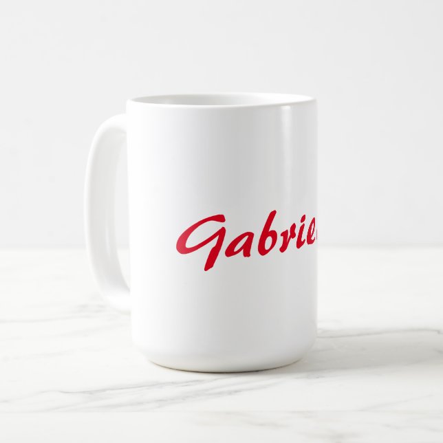Calligraphy Elegant Red White Plain Simple Name Coffee Mug (Front Left)