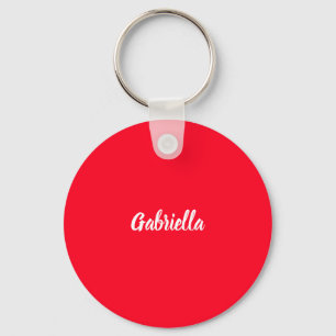 Calligraphy Elegant Red White Plain Simple Name Key Ring