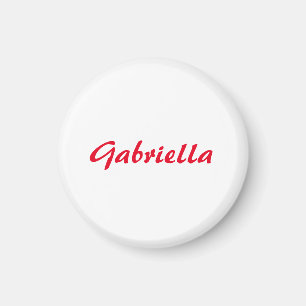 Calligraphy Elegant Red White Plain Simple Name Magnet