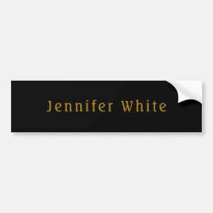 Calligraphy Elegant Retro Gold & Black Name Bumper Sticker