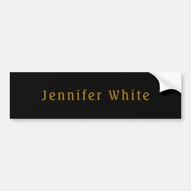 Calligraphy Elegant Retro Gold & Black Name Bumper Sticker (Front)