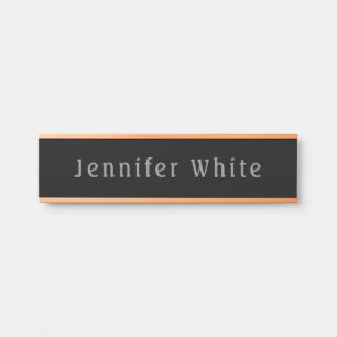 Calligraphy Elegant Retro Gray Black Name Door Sign