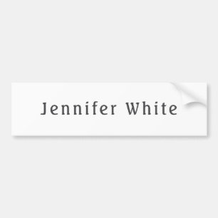 Calligraphy Elegant Retro Gray White Name Bumper Sticker