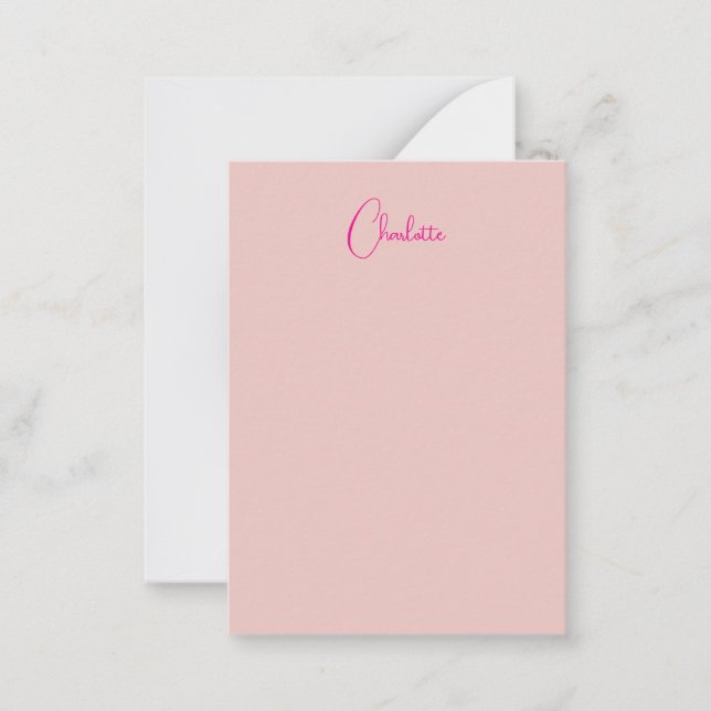 Calligraphy Elegant Rose Gold Plain Simple Name Card (Front)