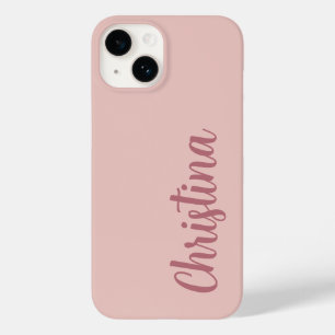 Calligraphy Elegant Rose Gold Plain Simple Name Case-Mate iPhone 14 Case