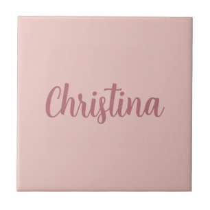 Calligraphy Elegant Rose Gold Plain Simple Name Ceramic Tile