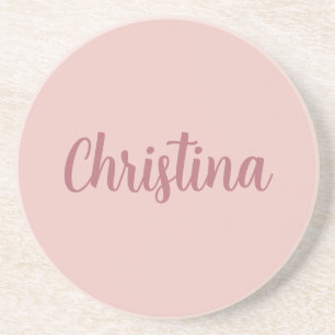 Calligraphy Elegant Rose Gold Plain Simple Name Coaster