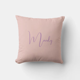 Calligraphy Elegant Rose Gold Plain Simple Name Cushion