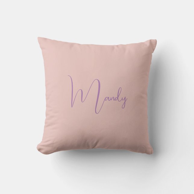 Calligraphy Elegant Rose Gold Plain Simple Name Cushion (Front)