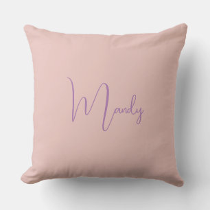 Calligraphy Elegant Rose Gold Plain Simple Name Cushion