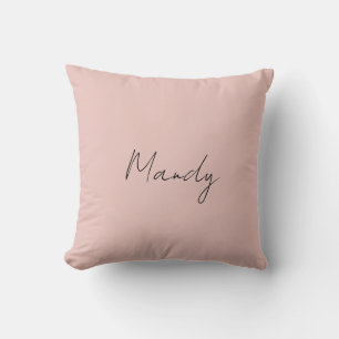 Calligraphy Elegant Rose Gold Plain Simple Name Cushion