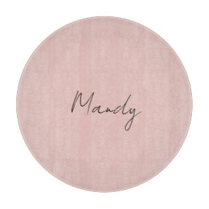 Calligraphy Elegant Rose Gold Plain Simple Name Cutting Board