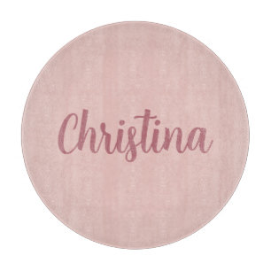 Calligraphy Elegant Rose Gold Plain Simple Name Cutting Board